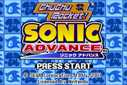 2 Games in 1 Sonic Advance Chu Chu Rocket 